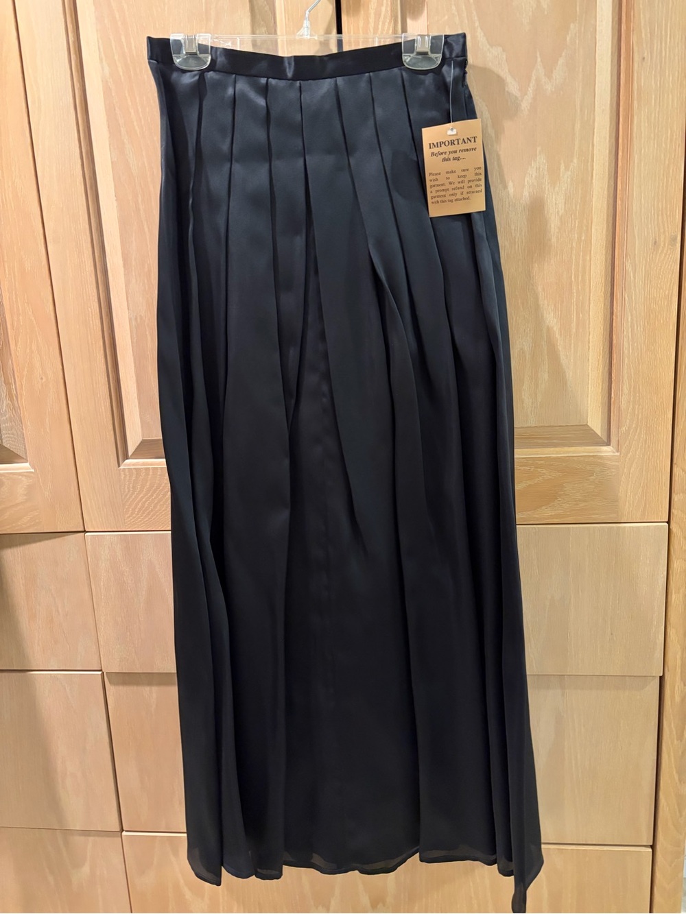 Black Silk Taffeta Pleated Maxi Skirt